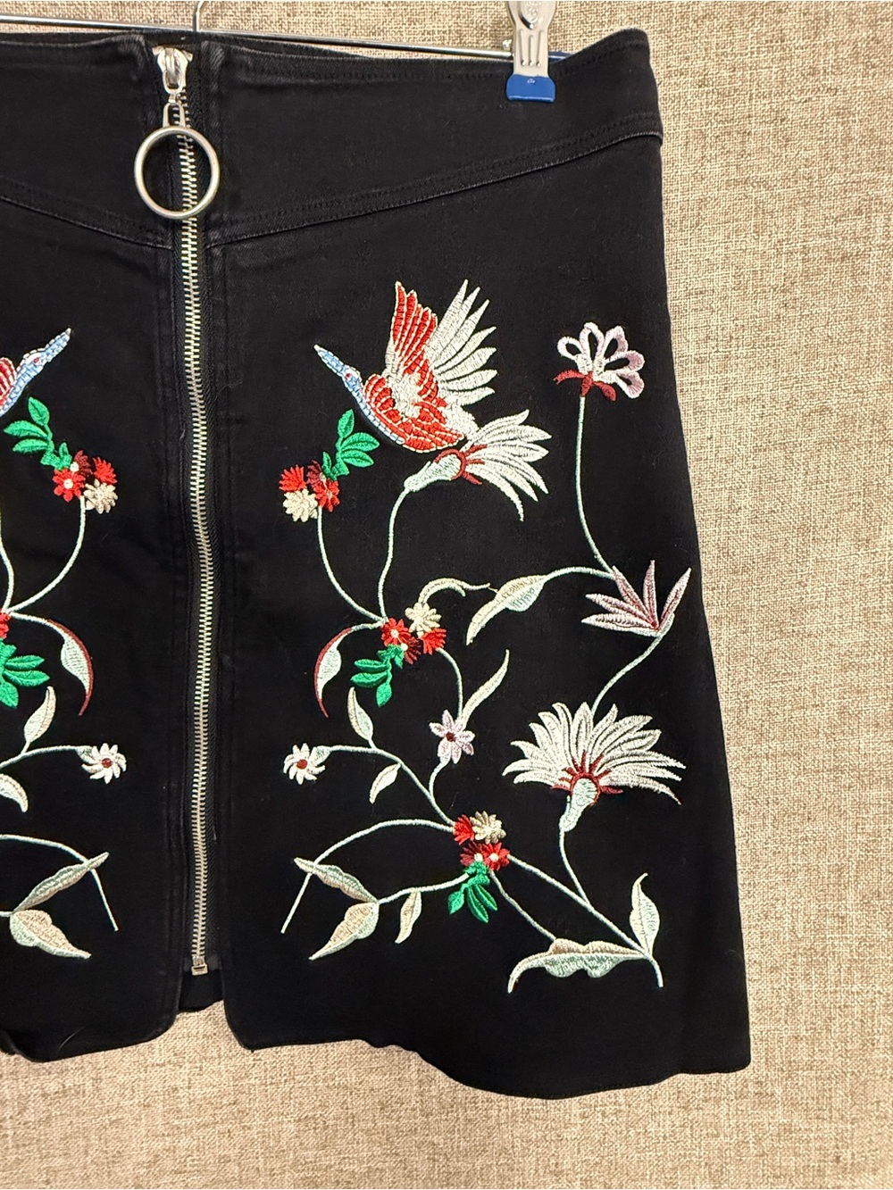 Umgee Embroidered A-Line Mini Skirt w/ Zip Closure - Picture 2 of 4